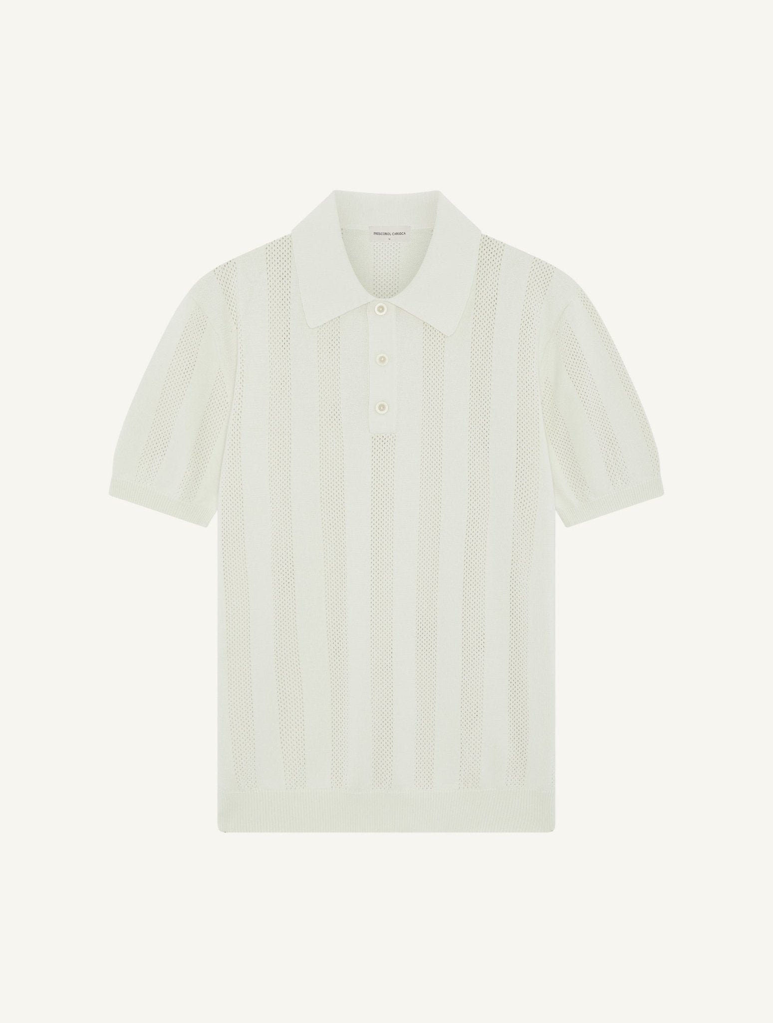 Vidal Cotton Jacquard Polo Cream - Hombre Amsterdam