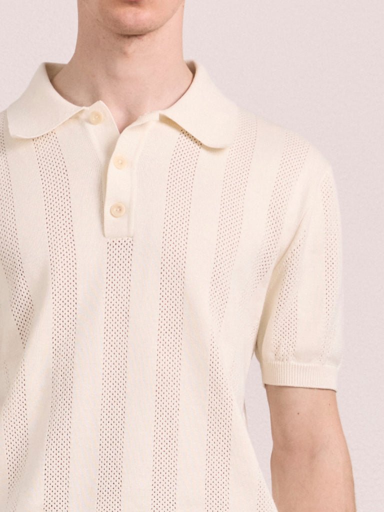 Vidal Cotton Jacquard Polo Cream - Hombre Amsterdam
