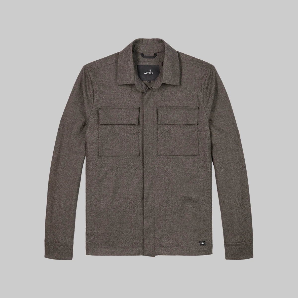 WAHTS STRETCH WOOL SHIRT JACKET DARK BROWN WITH FRONT POCKETS-Hombre Amsterdam