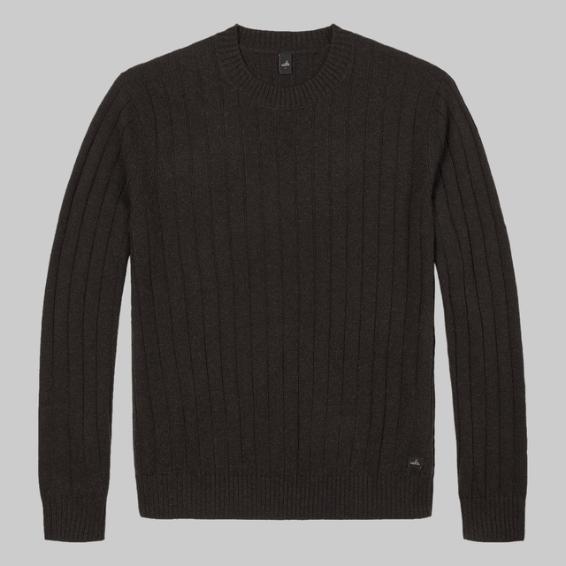 WAHTS DROP NEEDLE PULLOVER DARK BROWN LONG SLEEVES AND CREW NECK- Hombre Amsterdam