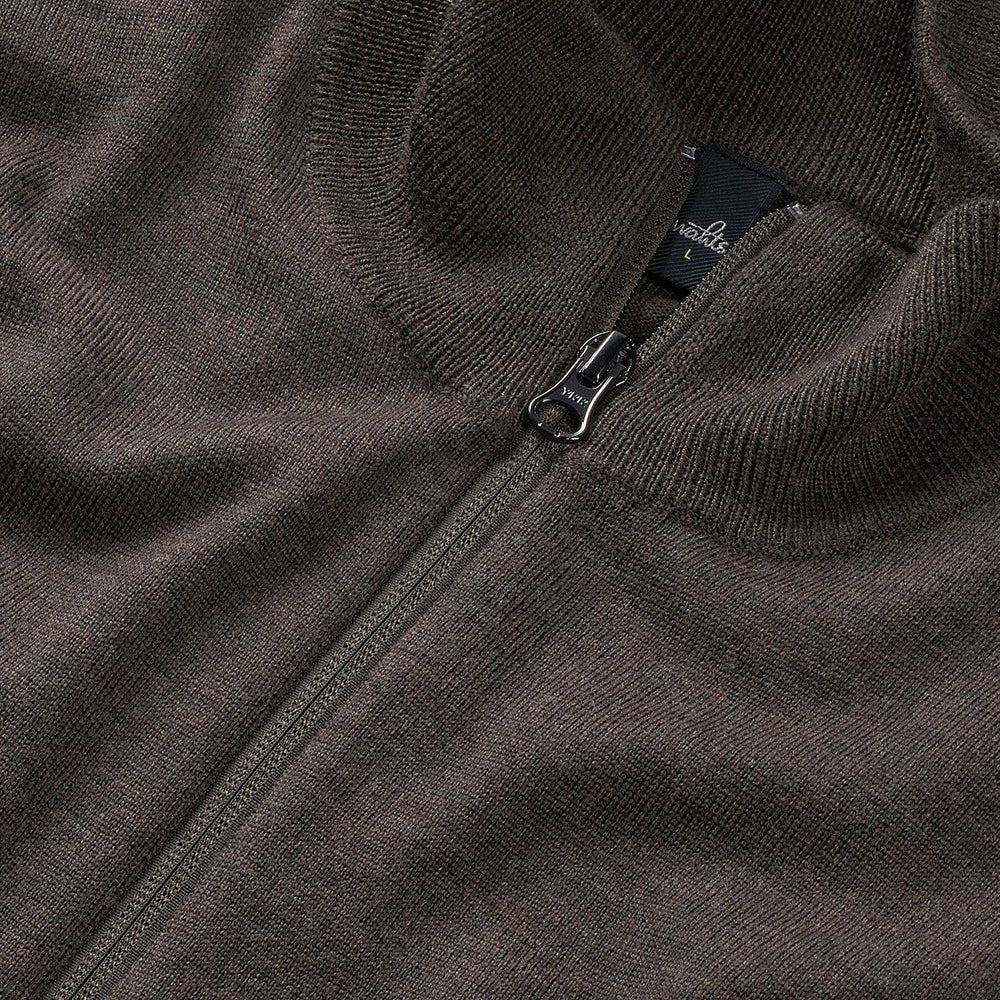 WAHTS FULL ZIP PULLOVER DARK BROWN - Hombre Amsterdam