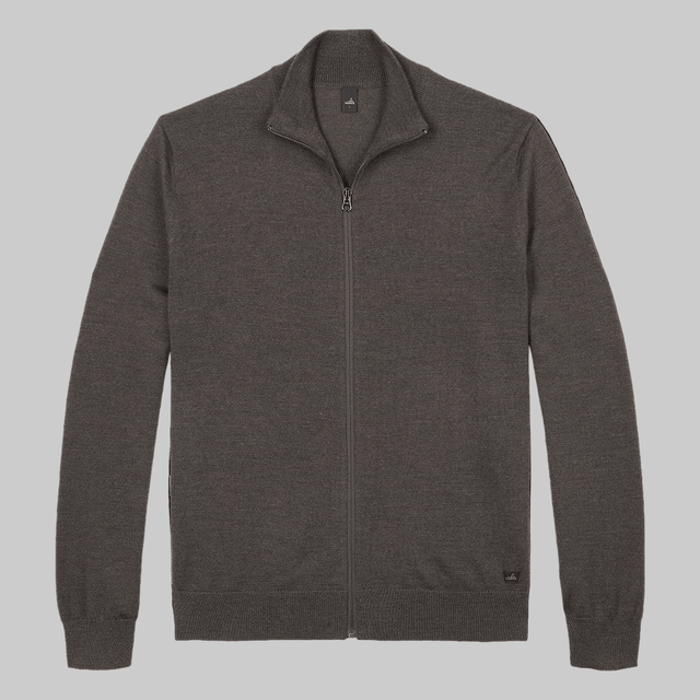 WAHTS FULL ZIP PULLOVER DARK BROWN - Hombre Amsterdam