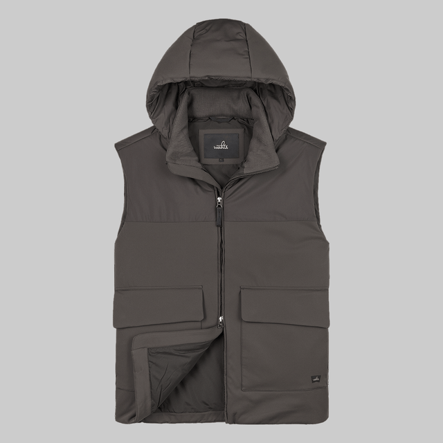WAHTS HOODED VEST DARK BROWN - Hombre Amsterdam