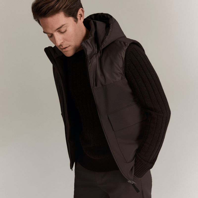 WAHTS HOODED TECH  VEST DARK BROWN - Hombre Amsterdam
