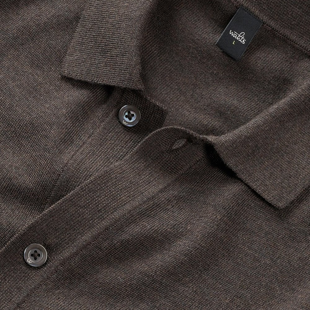 WAHTS MERINO CARDIGAN DARK BROWN MELANGE LONG SLEEVES AND BUTTON CLOSURE- Hombre Amsterdam