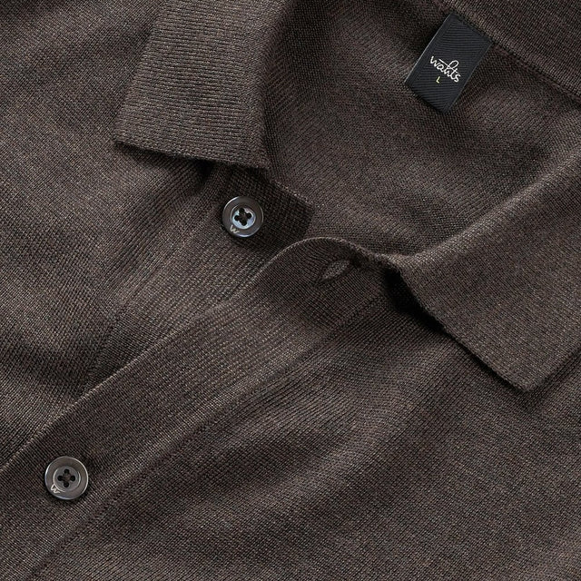 WAHTS MERINO CARDIGAN DARK BROWN MELANGE LONG SLEEVES AND BUTTON CLOSURE- Hombre Amsterdam