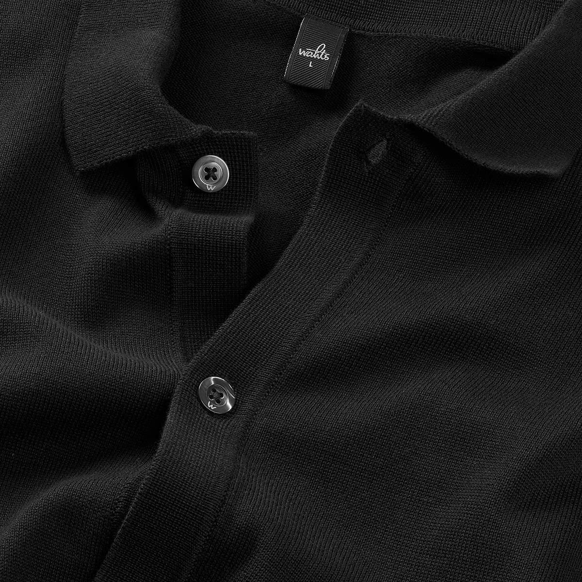 WAHTS MERINO CARDIGAN PURE BLACK LONG SLEEVES AND BUTTON CLOSURE - Hombre Amsterdam