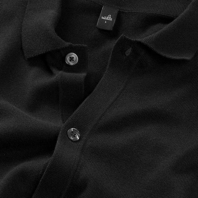 WAHTS MERINO CARDIGAN PURE BLACK LONG SLEEVES AND BUTTON CLOSURE - Hombre Amsterdam