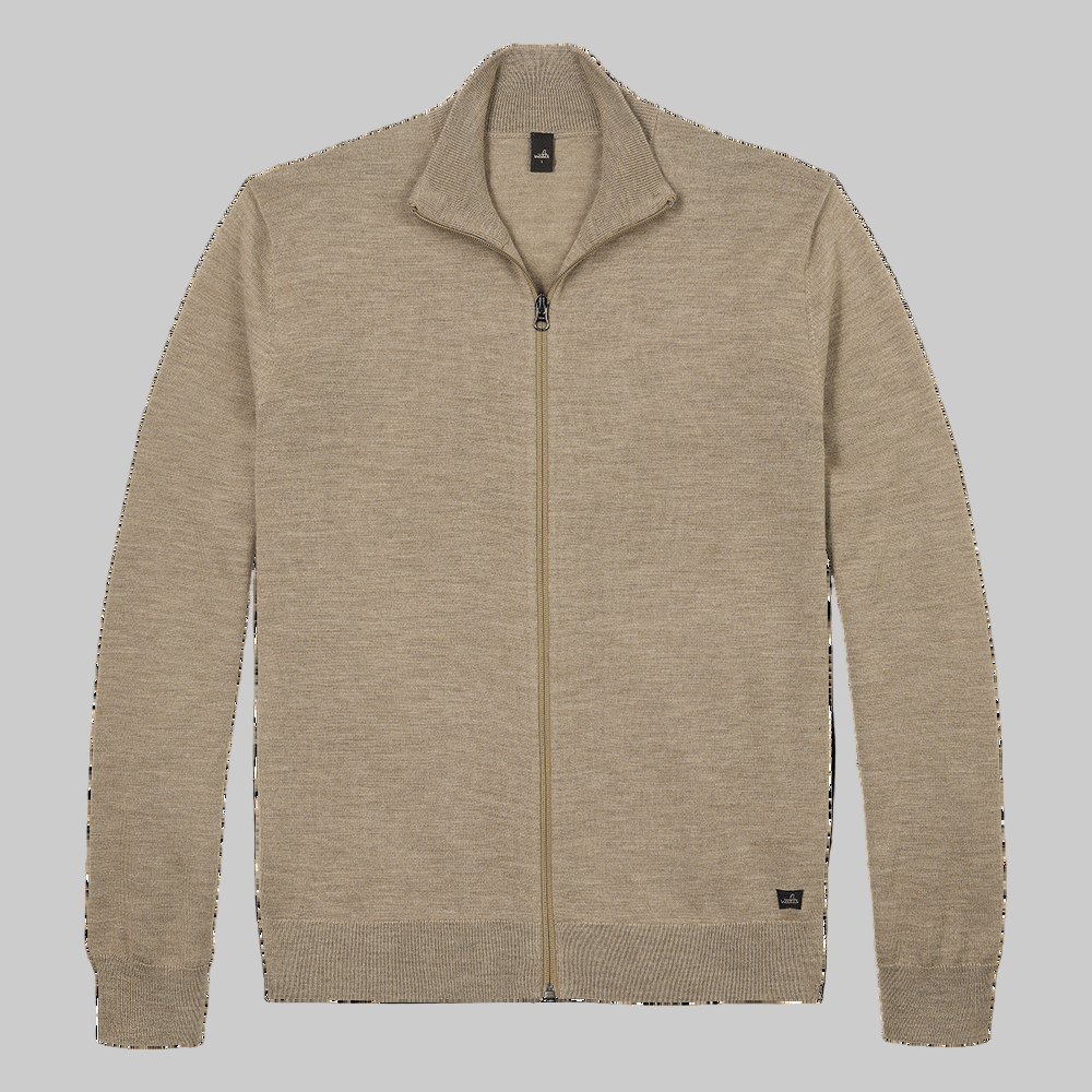 WAHTS FULL ZIP WOOL PULLOVER CAMEL MELANGE