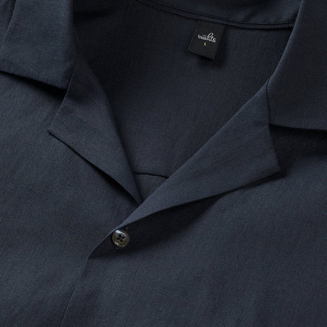 WAHTS STRETCH LINEN SHIRT DARK NAVY - Hombre Amsterdam