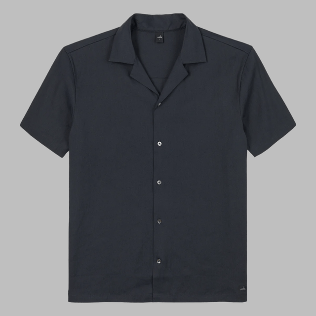 WAHTS STRETCH LINEN SHIRT DARK NAVY - Hombre Amsterdam
