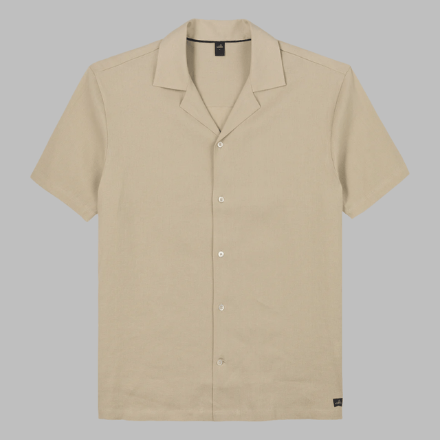 WAHTS STRETCH LINEN SHIRT PURE SAND - Hombre Amsterdam
