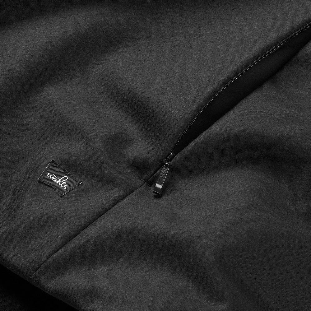 WAHTS STRETCH WOOL BOMBER VEST BLACK WITH ZIP CLOSURE AND ZIPPED SIDE POCKETS - Hombre Amsterdam