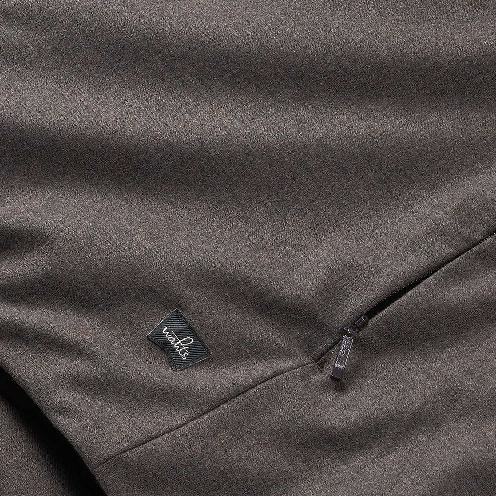 WAHTS STRETCH WOOL BOMBER VEST DARK BROWN MADE IN ITALY ZIP CLOSURE - Hombre Amsterdam