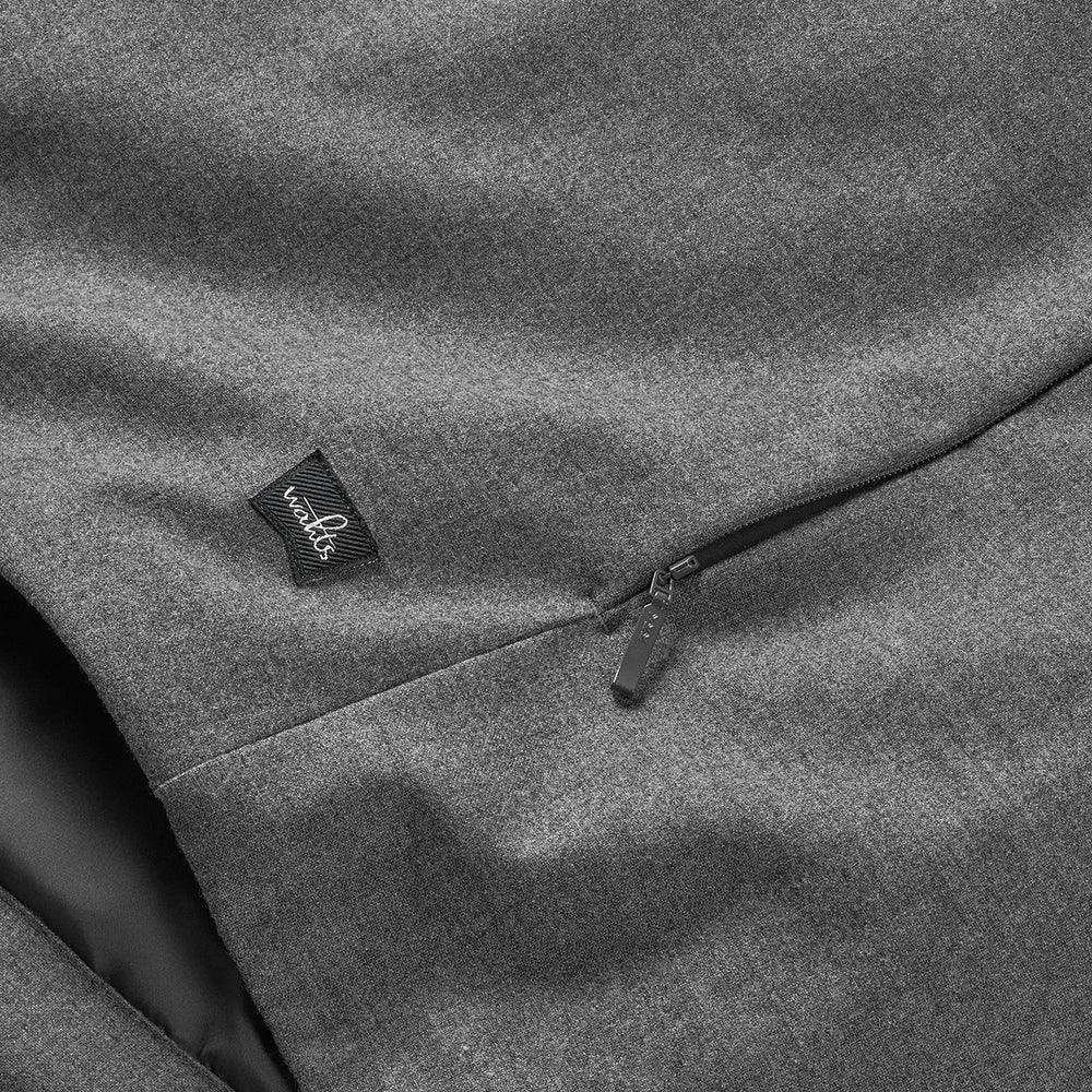 WAHTS STRETCH WOOL BOMBER VEST MID GREY ZIP CLOSURE- Hombre Amsterdam