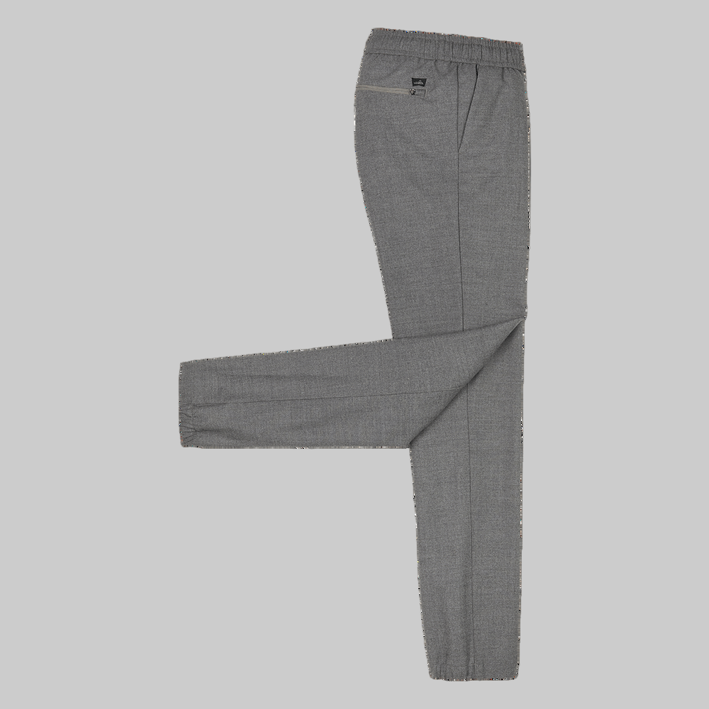 WAHTS STRETCH WOOL COMFORT TROUSERS MID GREY MELANGE - Hombre Amsterdam