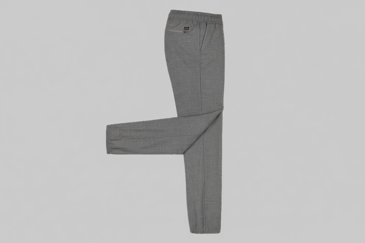 WAHTS STRETCH WOOL COMFORT TROUSERS MID GREY MELANGE - Hombre Amsterdam