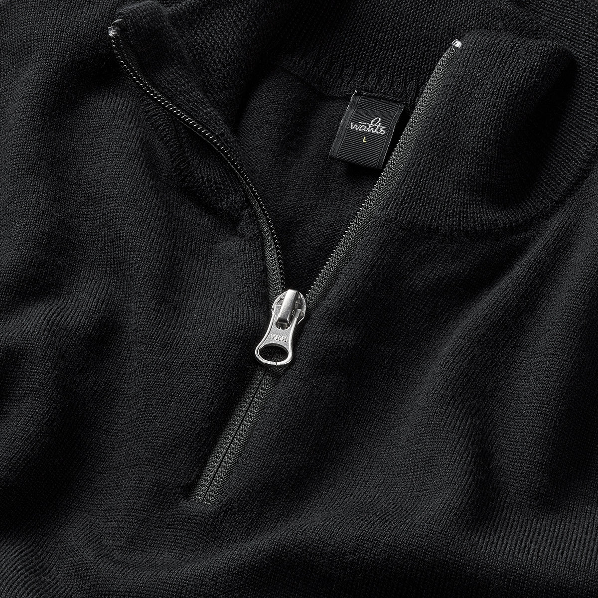 WAHTS MERINO WOOL ZIP PULLOVER BLACK - Hombre Amsterdam