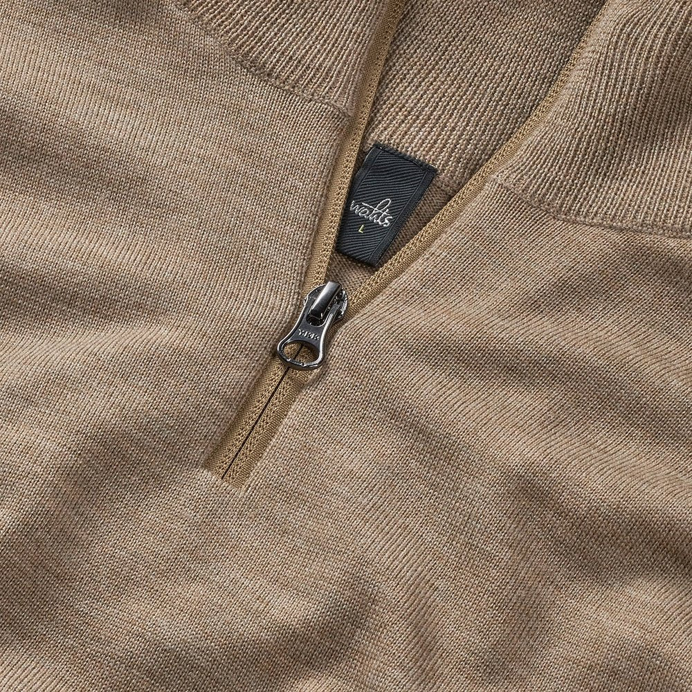 WAHTS ZIP PULLOVER MID CAMEL MELANGE - Hombre Amsterdam
