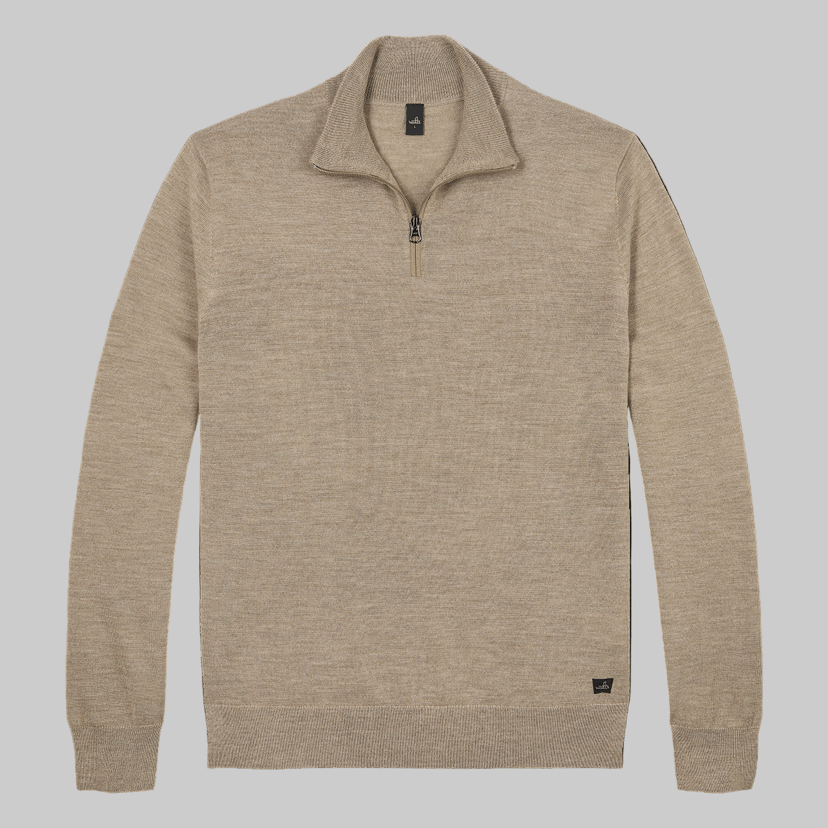 WAHTS ZIP PULLOVER MID CAMEL MELANGE MERINO WOOL- Hombre Amsterdam