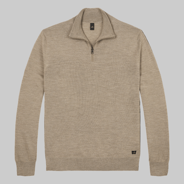 WAHTS ZIP PULLOVER MID CAMEL MELANGE - Hombre Amsterdam