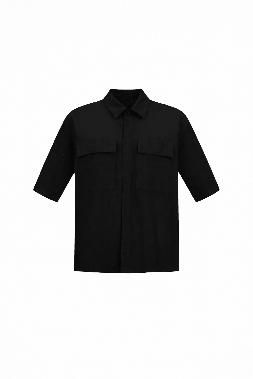 Wool Shirt Short Sleeves Black - Hombre Amsterdam