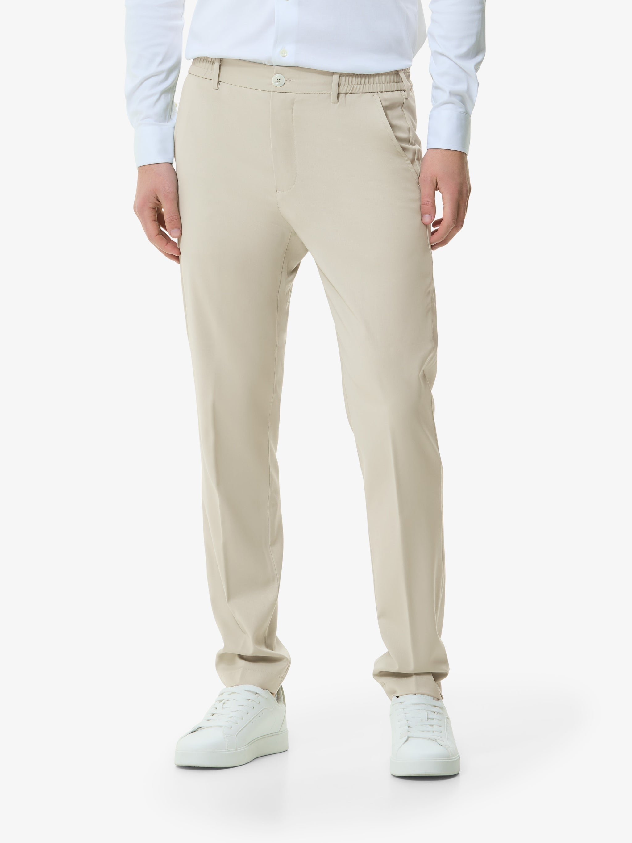 Wool Stretch Trousers Stone - Hombre Amsterdam