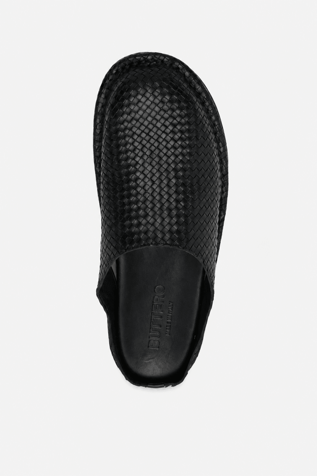 Woven Leather Slippers Black - Hombre Amsterdam