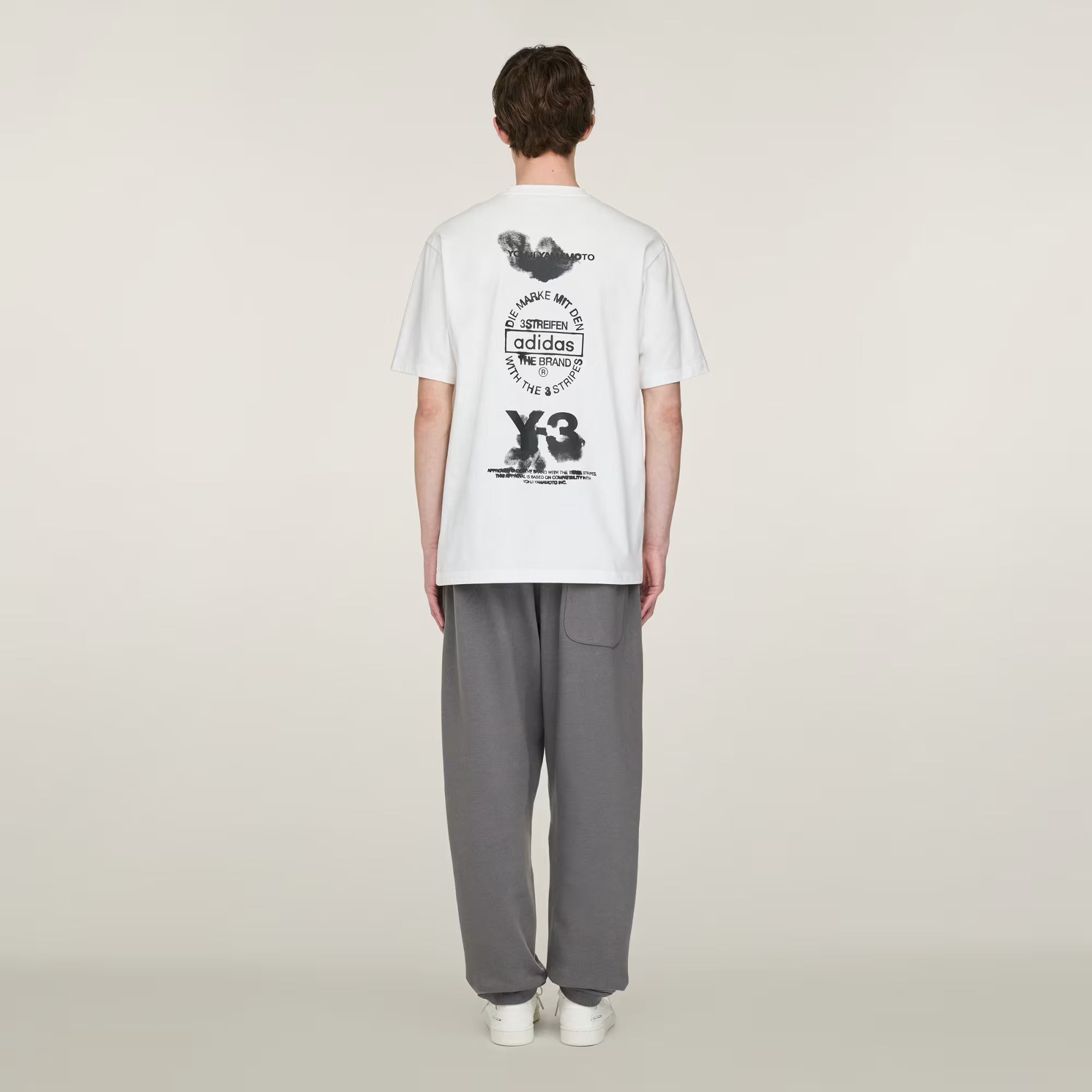 Y - 3 GRAPHIC T - SHIRT WHITE SHORT SLEEVE COTTON- Hombre Amsterdam