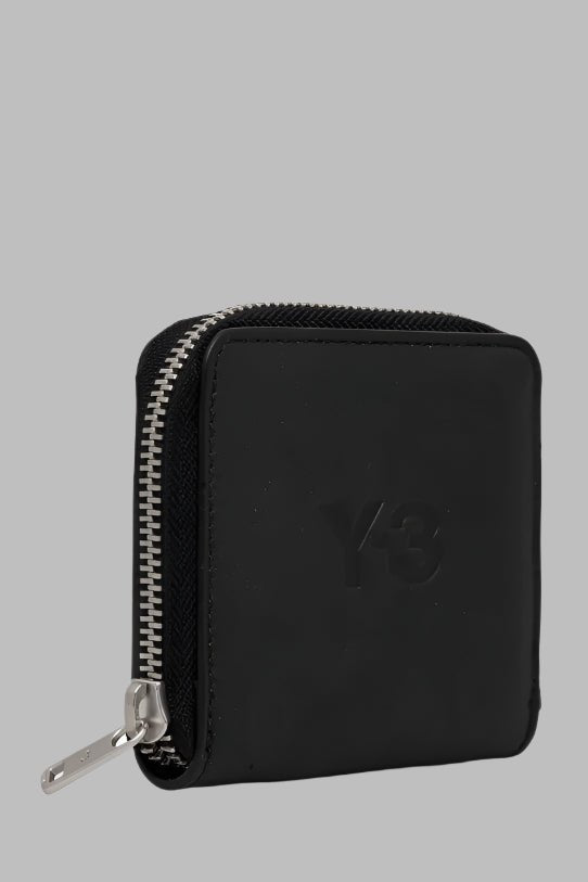 Y - 3 BOVINE LEATHER WALLET BLACK ZIP CLOSURE - Hombre Amsterdam