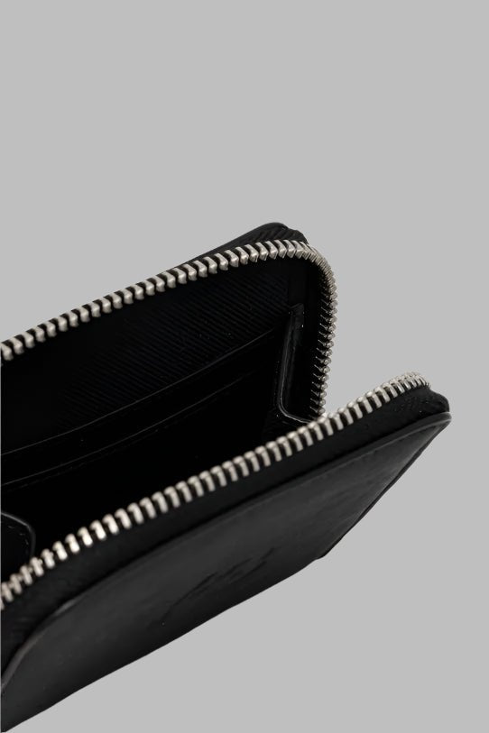 Y - 3 BOVINE LEATHER WALLET BLACK ZIP CLOSURE - Hombre Amsterdam